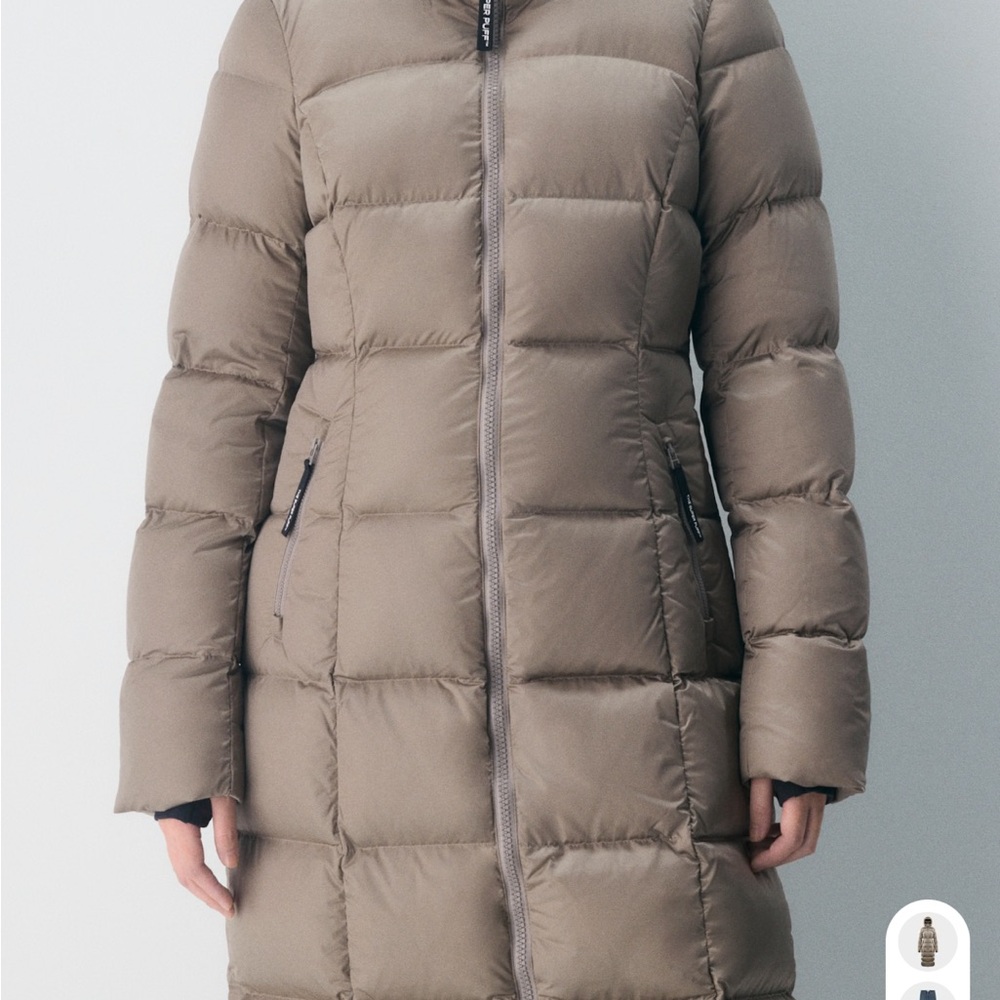 Aritzia Super Snug Super Puff Modern Taupe Puffer Coat Medium DISCONTINUED - Picture 4 of 8